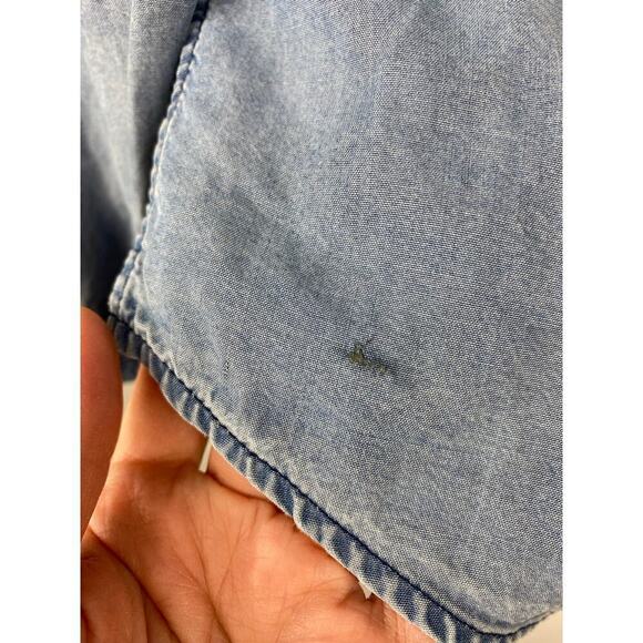 Comptoir Des Cotonniers Women's M Blue Lyocell Pearl Snap Front Shirt - Picture 4 of 9